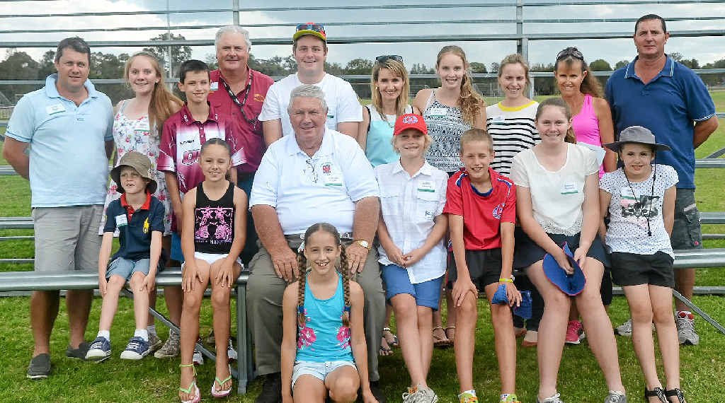 GENERATIONS OF RYANS: (Front) Christie Lyons, (middle) Jacob Ryan, Stephanie Lyons, Graham Ryan, Lachlan Fanning, Ben Lyons, Mikeely Fanning, Melissa Lamb, (back) John Ryan, Megan Fanning, Mitchell Lyons, Glen Lamb, Morgan Fanning, Leisa and Khloe Fanning, Ingrid Rowlands, and Jacinta and Rob Lyons.
